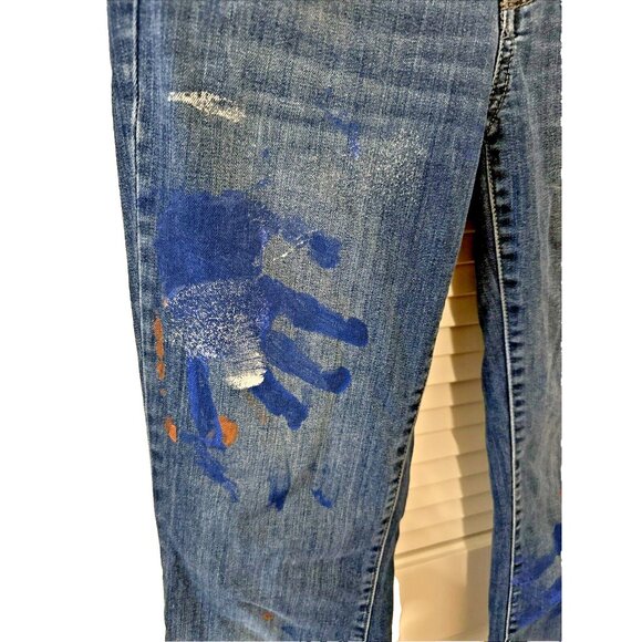 Rare Vintage DKNY Women's Soho Boot Jeans HANDPRINT 30" Waist 29" Inseam 8" Rise - Picture 4 of 14